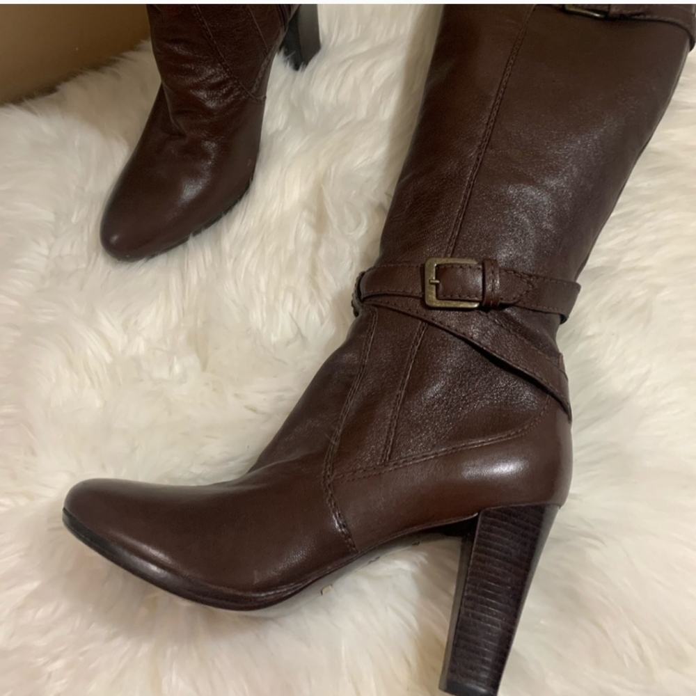 Cole Haan knee high dark brown leather boots